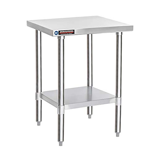 DuraSteel Food Prep Stainless Steel Table - 30 x 18 Inch Commercial Metal Workbench with Adjustable Under Shelf - NSF Certified - For Restaurant, Warehouse, Home, Kitchen, Garage - WoodArtSupply