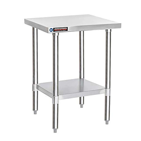DuraSteel Food Prep Stainless Steel Table - 30 x 18 Inch Commercial Metal Workbench with Adjustable Under Shelf - NSF Certified - For Restaurant, Warehouse, Home, Kitchen, Garage DuraSteel