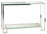 Cortesi Home Reef Contemporary 2 Shelf Glass Console Table, Silver Cortesi Home