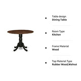 East West Furniture DMT-WBK-TP Dublin Dining Room Table - a Round kitchen Table Top with Dropleaf & Pedestal Base, 42x42 Inch, Walnut & Black East West Furniture