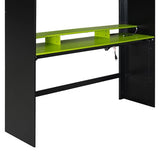 Merax Full Size Gaming Loft Bed with Height-Adjustable Desk, Wardrobe, Ample Storage Space and RGB Light, Solid Wood Bunk Bed Frame for Bedroom, No Box Spring Needed, Green Merax
