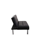 Naomi Home Zoe Futon Sofa Bed, Faux Leather Futon Couch, Modern Convertible Folding Sofa Bed Couch with Chrome Legs, Reclining Mini Couch, Leather Futon Small Couch for Bedroom Living Room Black Naomi Home