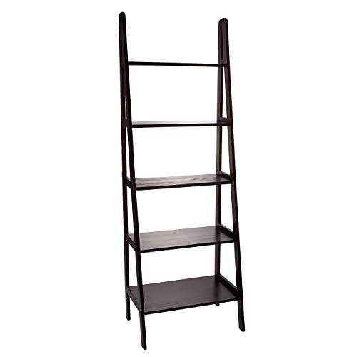 Espresso 5-Shelf Ladder Bookcase - 72-Inch Stylish Storage Solution - WoodArtSupply