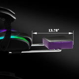 Czlolo RGB LED Lights Gaming Chair with Footrest for Adults and Kids, Lumbar Support Massager Video Game Chair, High Back Reclining Gamer Chair with Headrest, Swivel Office Computer Desk Chair(Purple) Czlolo