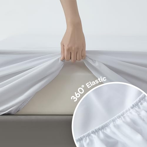 Maple&Stone Twin Fitted Sheet Only - Bulk Pack of 6 Bottom Sheets - Premium Soft & Breathable, Brushed Microfiber Fabric for Twin Size （White） Maple&Stone