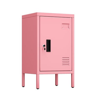 Aobabo 24.4" H Metal Locker Storage Cabinet with 1 Doors, Locker Nightstand with Adjustable Leveling Foot and Adjustable Shelves,Small Lockers for Home, Office, Assembly Required, Pink