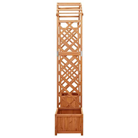 vidaXL Solid Firwood Garden Pergola with Planter Home Lawn Backyard Outdoor Patio Terrace Wooden Entryway Flower Planter Arbor Arch vidaXL