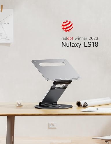 Nulaxy Telescopic 360 Rotating Laptop Stand for Desk Adjustable Height Swivel Pull Out Design Ergonomic Laptop Riser Standing Desk Converter Fits All 10-17" Laptops Computer MacBook, Gray Nulaxy