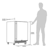 NewAir 24" Built-in 160 Can Outdoor Beverage Fridge in Weatherproof Stainless Steel with Auto-Closing Door and Easy Glide Casters. New Air Mini Fridge, Built-In or Freestanding Outdoor Fridge NewAir