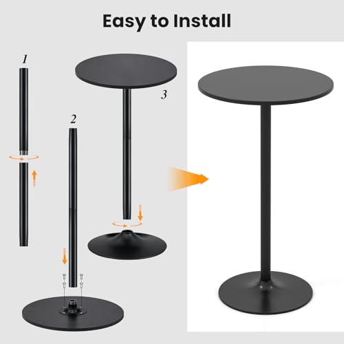 Giantex Two-in-one Bar Table with Detachable Pole, Metal Base, 24" Round Top, 40"/22" Two Convertible Height, Cocktail Table, Coffee Table, Pub Table for Dining Room, Restaurant, Kitchen (6, Black) Giantex