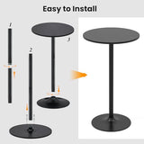 Giantex Two-in-one Bar Table with Detachable Pole, Metal Base, 24" Round Top, 40"/22" Two Convertible Height, Cocktail Table, Coffee Table, Pub Table for Dining Room, Restaurant, Kitchen (6, Black) Giantex