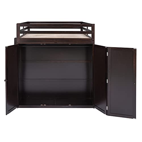 Harper & Bright Designs High Full Size Loft Bed with Desk and Wardrobe,Solid Wood Loft Bed Frame Full with Storage Drawers for Kids Teens Adults,No Box Spring Needed,Espresso Harper & Bright Designs