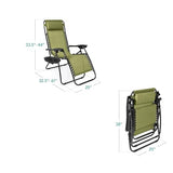 Best Choice Products Set of 2 Adjustable Steel Mesh Zero Gravity Lounge Chair Recliners w/Pillows and Cup Holder Trays - Dusty Green/Black