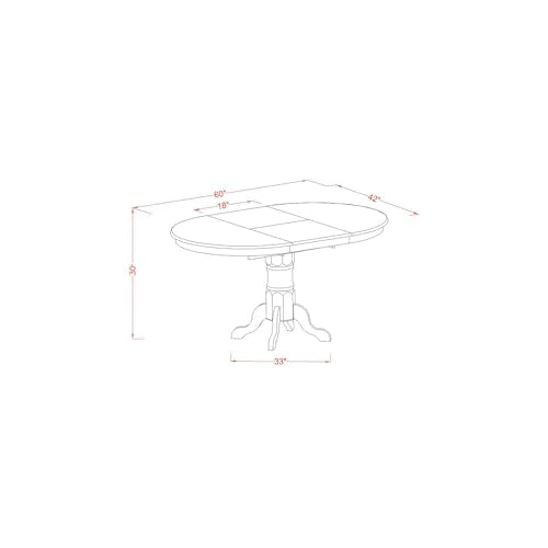HomeStock Linen White Dining Table Set with 6 Wooden Chairs - Oval Kitchen Table Espresso/37 Chair HomeStock