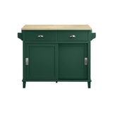 Pemberly Row Traditional Wood Drop Leaf Kitchen Island in Emerald/Natural Pemberly Row