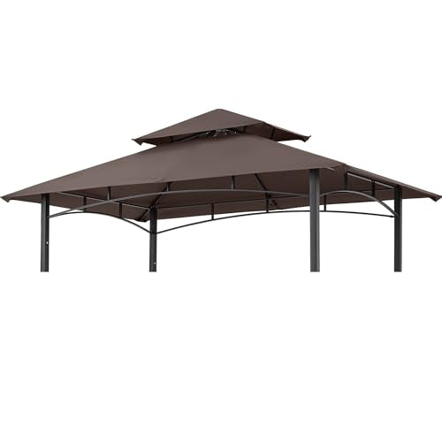 Grill Gazebo Canopy Replacement - ABCCANOPY 5x8 Double Tiered BBQ Canopy Top Cover, Outdoor Grill Tent Roof for #L-GG001PST-F (Brown)