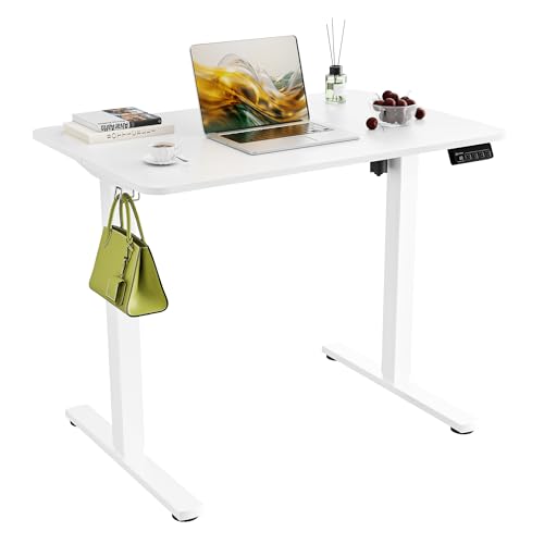 ERGOMAKER 35" Electric Standing Desk, Adjustable Height, Sit Stand Up Desk for Home Office & Computer Workstations, Memory Controller, White ERGOMAKER