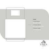 Linen Home 100% Cotton Percale Sheets Twin Size, White, Deep Pocket, 3 Pieces Set - 1 Flat, 1 Deep Pocket Fitted Sheet and 1 Pillowcase, Crisp Cool and Strong Bed Linen Linen Home