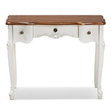 Baxton Studio Sophie Classic Traditional French Country White and Brown Finished Small 3-Drawer Wood Console Table Baxton Studio