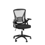 naspaluro Ergonomic Office Chair, Mid Back Desk Chairs with Adjustable Height, Swivel Chair with Flip-Up Arms and Lumbar Support, Breathable Mesh Computer Chair for Home/Study/Working, Dark Black naspaluro