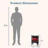 DUMOS 19” Freestanding Electric Fireplace Heater, Electric Fireplace Stove with Adjustable 3D Flame Effect, Stove with Safety Features & Easy Control, Small Corner Heater for Home Office, Inky DUMOS