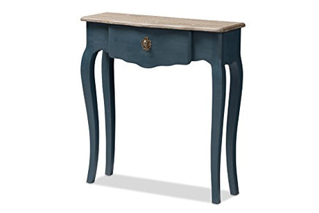 Baxton Studio Elancourt Classic and Provincial Spruce Finished Console Table, Blue Baxton Studio