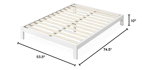 ZINUS Arnav White Metal Platform Bed Frame with Wood Slat Support - No Box Spring Required, Easy Assembly, Full Size - WoodArtSupply