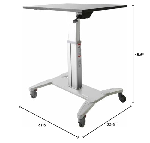 StarTech.com Mobile Standing Desk - Portable Sit Stand Ergonomic Height Adjustable Cart on Wheels - Rolling Computer/Laptop Workstation Table with Locking One-Touch Lift for Teacher/Student (STSCART) StarTech.com