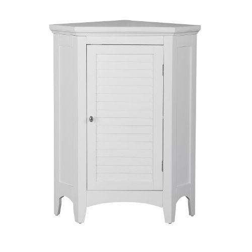 Teamson Home Glancy Wooden Small Corner Freestanding Floor Cabinet with 1 Adjustable Shelf 2 Storage Spaces 1 Door and 1 Chrome-Finished Knob, White Teamson Home