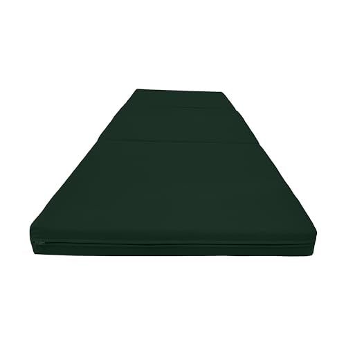 D&D Futon Furniture Trifold Foam Beds, Floor Tri-Fold Bed, Foldable Shikibuton Mattress Cushion Topper Mat for Space Saving Sleepover 3x27x75 in, Hunter Green D&D Futon Furniture