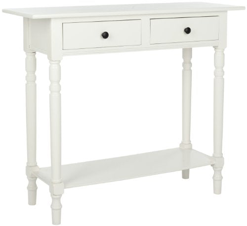 SAFAVIEH Home Collection – Rosemary Distressed Cream Console Table with Drawers & Shelf, Classic Contemporary Storage Console, Turned Leg Design (AMH5705C) SAFAVIEH