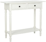 SAFAVIEH Home Collection – Rosemary Distressed Cream Console Table with Drawers & Shelf, Classic Contemporary Storage Console, Turned Leg Design (AMH5705C) SAFAVIEH