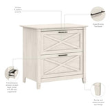 Bush Furniture Key West 2 Lateral File Cabinet | Document Storage for Home Office | Accent Chest with Drawers, Casual, Linen White Oak Bush Business Furniture