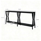 HOMISSUE Sofa Console Table, 70.9" Extra Long Sofa Table with 2-Tier Storage, Industrial Narrow Console Tables Behind Couch, Hallway Table for Entryway, Living Room, Black HOMISSUE
