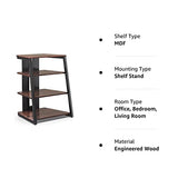 FITUEYES DESIGN 4-Tier AV Media Stand Corner Shelf for Record Player Wooden Stereo Cabinet Audio Rack Tower with Height Adjustable Wooden Shelves for/Apple TV/Xbox One/ps4 (Walnut) FITUEYES