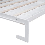 Merax Queen Size Murphy Bed Frame, Modern Wall Bed Can Be Folded into Cabinet, Chair with Cushion, White Merax