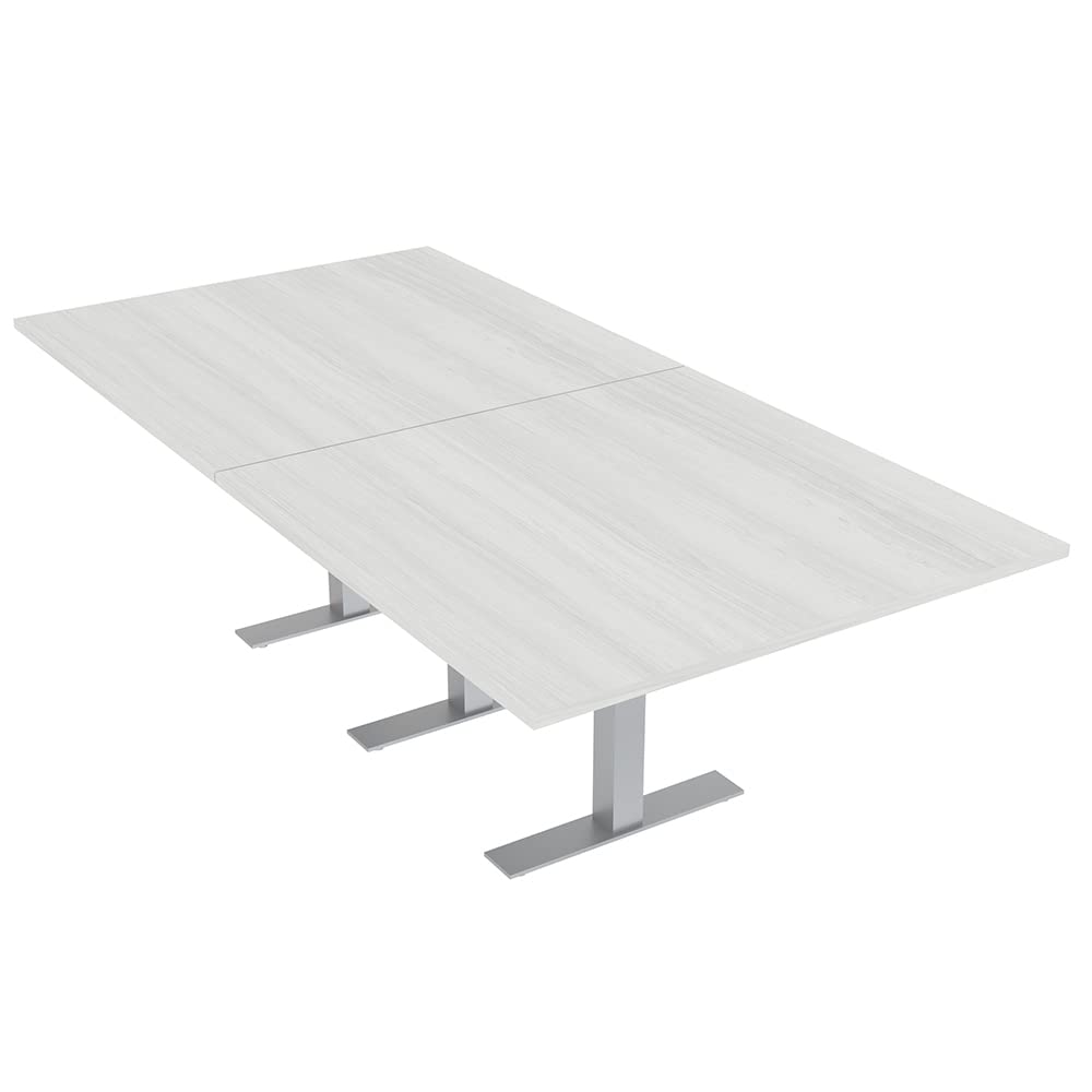 SKUTCHI DESIGNS INC. 8 Person Conference Table with Metal T Bases | Rectangular | Harmony Series | 4' X 8' | White Cypress SKUTCHI DESIGNS INC.