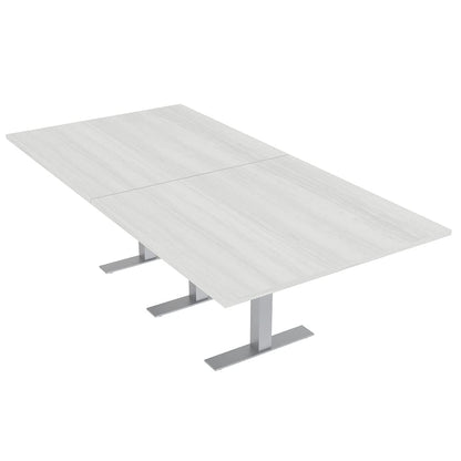 SKUTCHI DESIGNS INC. 8 Person Conference Table with Metal T Bases | Rectangular | Harmony Series | 4' X 8' | White Cypress - WoodArtSupply