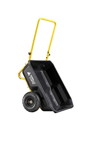 Gorilla Carts GCR-4 Poly Dump Cart, 2-Wheel Garden Wagon with Foldable Handle, 4 cu ft, 300 lb. Capacity, Black/Yellow