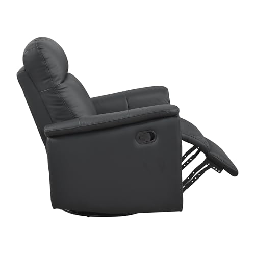 Lexicon Swivel Glider Recliner Chair, Comfy Nursery Glider, Top Grain Leather Match Recliner, Manual Reclining Chair for Living Room/Office/Apartment, Black Lexicon