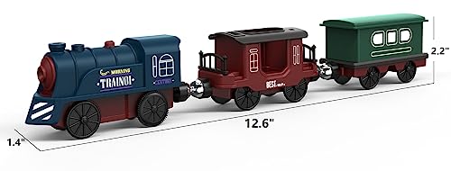 Battery Operated Train for Wooden Track, 3Pcs Train Toy Set for 3 4 5+Years Old Boy Girl Toddlers, Motorized Train Accessories Electric Train Compatible with Thomas & Friends, Brio and Chuggi - WoodArtSupply