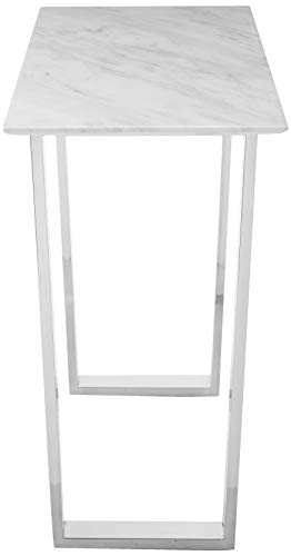 Meridian Furniture Carlton Collection Modern | Contemporary Marble Top Console Table with Stainless Steel Base and Polished Chrome Finish, 48" W x 17.5" D x 30" H, Meridian Furniture