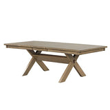 Roundhill Furniture Raven Wood Trestle Extendable Dining Table with Leaf, Glazed Pine Brown Roundhill Furniture