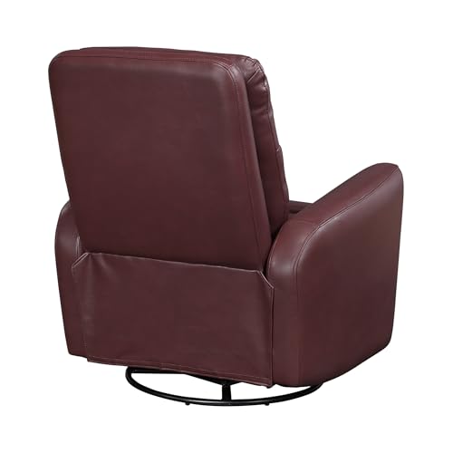 Lexicon Swivel Glider Recliner Chair, Comfy Nursery Glider, Faux Leather Recliner, Manual Reclining Chair for Living Room/Office/Apartment, Red Lexicon