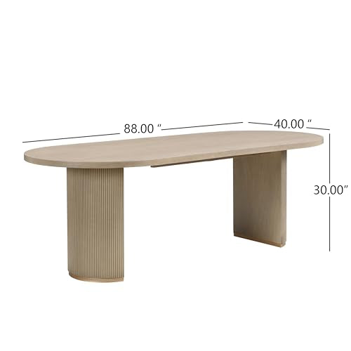 Christopher Knight Home Lancas Modern Minimalist Wooden Indoor Dining Table - Oval Top Pedestal Design - Dining Table Set for 6 - Light Ash Finish - Restaurant, Family Gatherings, Kitchen, Dining Room Christopher Knight Home
