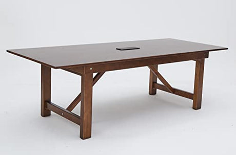 woJKod Pine Wood 8FT Table Rectangular, Kitchen Dining Table, Modern Conference Desk Table for Office-Bouns Socket/Console woJKod