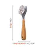 Full Circle Tenacious C Bamboo Dish Brush and Scraper - Kitchen Cleaning Tool Set for Cast Iron Cookware, Dishes, Pots, Sinks - Tough Nylon Bristles, Scrub Brushes with Handle Full Circle