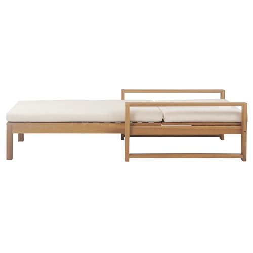 THINK 30 Lounge Chair Outdoor, Acacia Wood Oversized Chaise Lounge Chair with 5 Positions, Patio Lounge Chair with Thick Cushions, Weather-Resistant for Pool, Deck, Poolside,Light Teak THINK 30