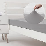 Cot Size Fitted Sheet Only - 4-Way Stretch Jersey Knit & Snug Fit for Bunk Beds, Camping, RV, Folding Beds, Boys & Girls, Wrinkle Free & No Slipping, Soft & Comfortable - Light Gray, Bunk/Cot Twin N&Y HOME