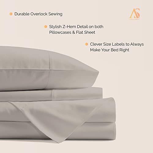 Ashton Sheets 100% Egyptian Cotton Sheets Full Size - 800 Thread Count 4 PC Deep Pocket Full Size Sheets Set, Silky Soft Cooling Sateen Weave Luxury Hotel Sheets, Fits Mattress Upto 18" - Taupe Ashton Sheets
